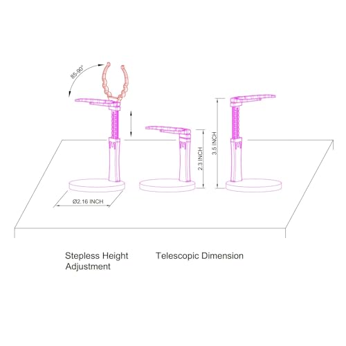 Image of Adjustable Doll Stand for Sitting & Standing Positions - Premium Acrylic Base Display Holder for 3-7 inch Figures (White 4 Set)