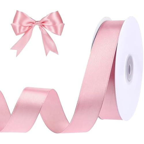 woric Pink Satin Ribbon 1 Inch x 50 Yards Pink Bow
