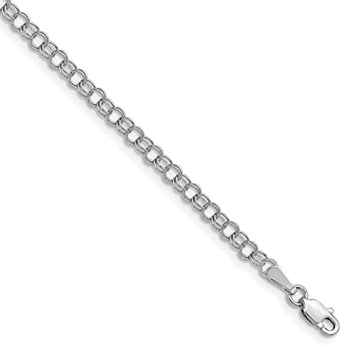 IceCarats 14K Solid White Gold 3.5mm Double Link Chain Charm Bracelet2