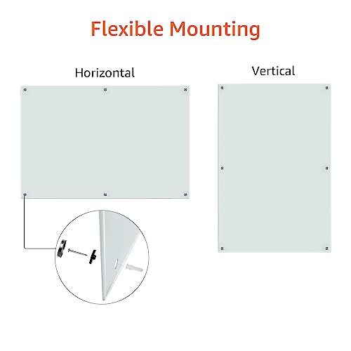 Image of Amazon Basics Glass Dry-Erase Board, Magnetic Frameless Whiteboard, Easy to Install, 72 inch x 48 inch, White