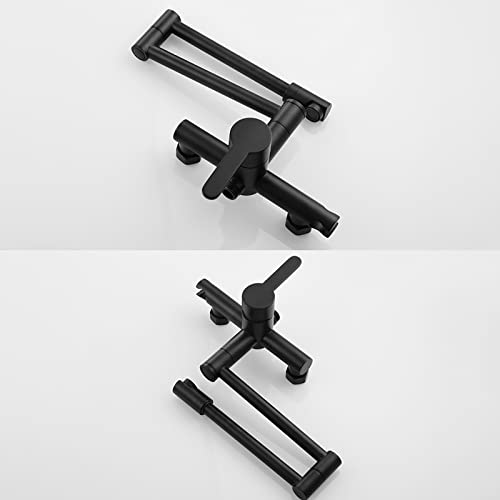 Ensemble de bain en laiton noir mat avec robinet cascade et bec escamotable - 5