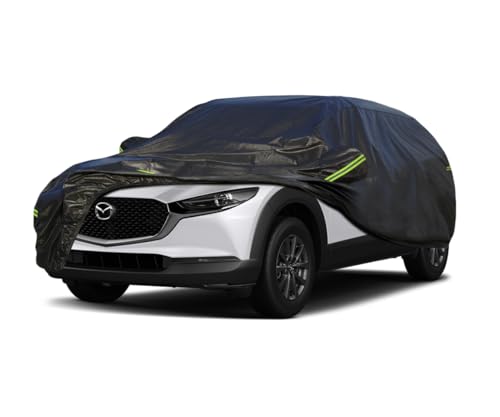 Image of KouKou Waterproof SUV Car Cover Suitable for Mazda CX-30 from 2019 to 2025, 7 Layers Windproof All Weather Waterproof Outdoor Cover Sun Rain UV Dust Snow Protection. Black