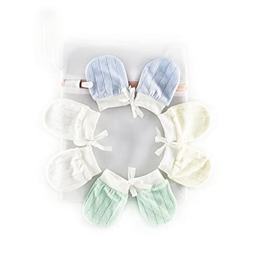 Image of SANCHENG Organic Cotton Infant No Scratch Mittens for Newborn Baby Boy 0-6 Months, 4 Pairs
