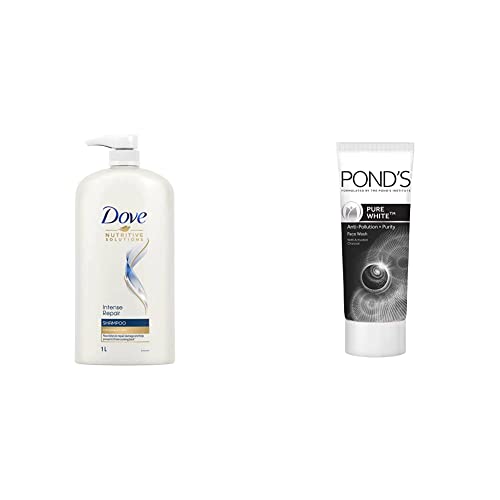Image of Dove Intense Repair Shampoo, 1L & Pond's Pure White Anti Pollution + Purity Face Wash 200 g