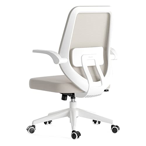 Hbada Office Chair Task Desk Chair Swivel Home Comfort Chairs With Flip-Up Arms And Adjustable Height, White #TOP25
