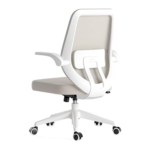 Hbada Office Chair,Seat Depth Adjustable Home Office Desk Chairs,Task Desk Chair with Large Lumbar Support,Swivel Home Comfort Chairs with Flip-up Arms and Adjustable Height, White