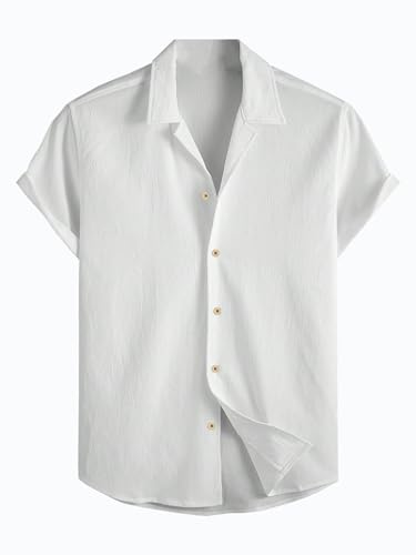 Image of TAGDO Men's Regular Fit Textured Fabric Shirts | Camp Collar & Short Sleeve Button-Down Shirt for Man | Comfortable with Smart Casual Look, Summer Beachwear (5171)