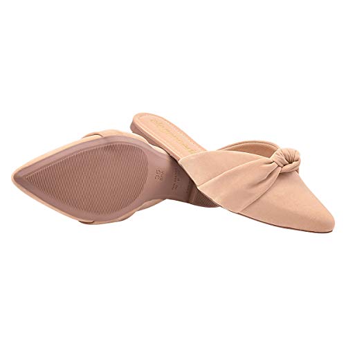 Mule Feminino Rasteirinha Camurça Nude Eleganteria Tamanho:36;Cor:Natural Nude