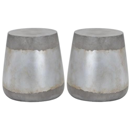 Home Square Aries 15" Modern Concrete Side Table in Silver