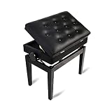 Gprice Tabouret de Banc de Piano Solo Réglable en Hauteur avec Compartiment de Rangement de Musique, Pieds Droits, Le Meilleur Choix pour Les Pianistes