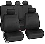 FH Group Car Seat Covers Full Set Black Neoprene - Universal Fit, Automotive Seat Covers, Low Back Front Seat Covers, Airbag Compatible, Split Bench Rear Seat, Washable Car Seat Cover for SUV, Sedan