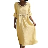 Vestidos largos para mujer, vestidos de playa de verano del Reino Unido, cuello redondo, media manga, vestido largo con ribete de encaje, vestido bohemio de verano, vacaciones, playa, para vacaciones
