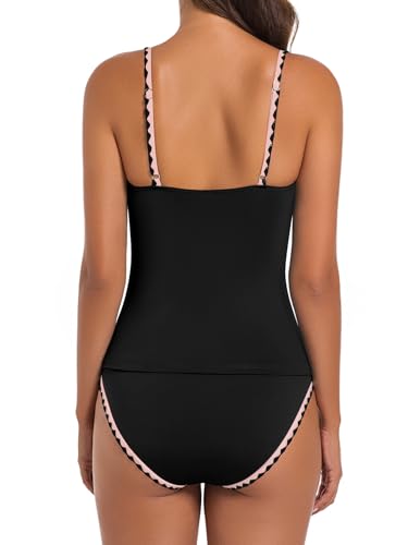 Women's Tankini Swimsuit Tummy Control Bathing Suits Two Piece Slimming Swim Suit High Waisted Shell Stitch Swimwear4