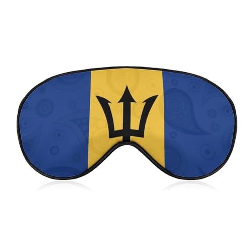 Barbados Flag Paisley Sleep Mask Eye Shade Cover Adjustable Strap for Travel Lunch Break Women Men