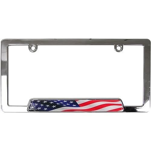 Custom Accessories 92830 Chrome USA Flag License Plate Frame