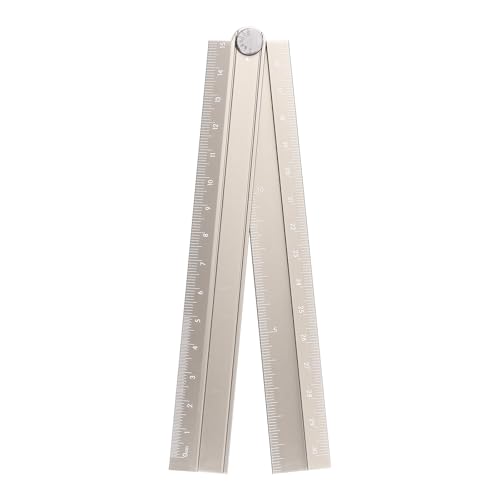 HARFINGTON Folding Straight Ruler 30cm Metric Aluminum Alloy Protractor Foldable Angle Ruler Geometric Measuring Tool with Angle Line for Architects Artists Office Khaki