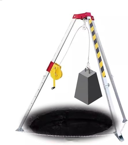Fall Protection Kit Rescue Tripod for Confined Spaces 1200-2600 lbs Self-Locking Winch Adjustable Legs Up to 7 Feet Elevated Work Safety Equipment