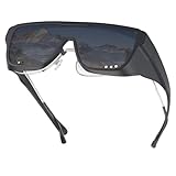 WEYNERY Fit Over Glasses Sunglasses with Side Shields, Polarized Windproof Wrap Around Sports Goggles for Men Women, Anti-Pollen UV400 Shades for Skiing Fishing Hiking & Sensitive Eyes
