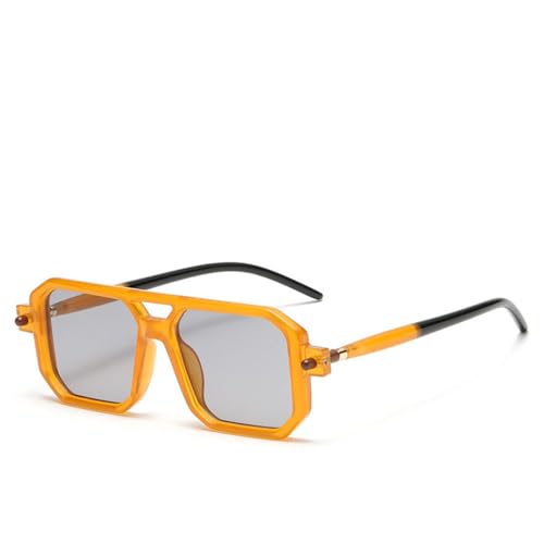 Lunettes de soleil carrées à monture léopard et verres miroir orange gris pour un look audacieux