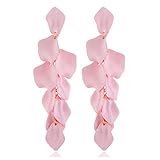 Long Acrylic Rose Petal Drop Dangle Earrings Bohemian Resin Flower Statement Earrings for Women Girl