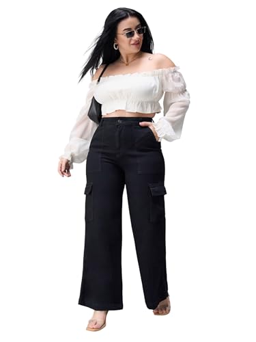 Image of Miss Chase A+ Women's Wide-Leg High Rise Regular Stretchable Denim Jeans