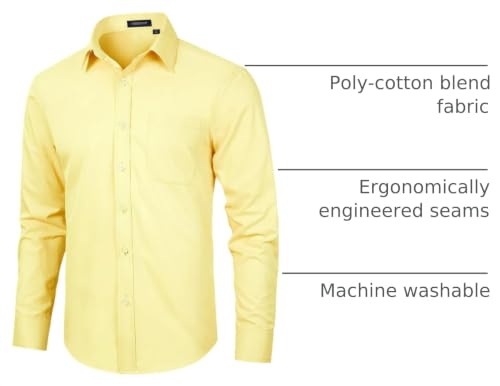 Image of HISDERN Mens Dress Shirts Long Sleeve Button Down Casual Shirts for Men Inner Contrast Formal Business Tuxedo Wedding Shirt