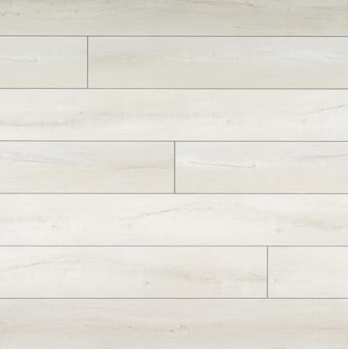 MSI Rutledge 7 in. x 48 in. Luxury Vinyl Flooring, Rigid Core Planks, LVT Tile, Waterproof LVT, Wood Grain Finish, 20 MIL Wear Layer, 5 mm Thick, 23.77 sq. ft./Case, White Shores