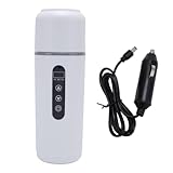 HEEPDD Hervible Eléctrica de Automóvil Portátil de 500 Ml, Calefacción Eficiente Calefacción de Agua de Acero Inoxidable para Viajes para Viajes por Carretera para Acampar Aventuras (WHITE)