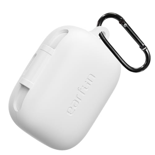 【EarFun正規品】For EarFun Air Pro 4ケース保護カバー 保護ケース シリコンケース/装着充電可能/全面保護 落下防止/キズ防止/耐衝撃/防塵/軽量/収納/カラビナ付き (ホワイト)
