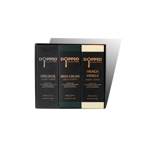 Korebi Coffee Doppio Assorted - Artisan Instant Liquid Coffee Concentrate (Original, Irish Cream, French Vanilla)| 100% Arabica | Ready to Use | Make in 30 Secs | Hot or Cold | With or Without Milk | 6 Boxes [600ml] (30 Sachets, 20 ml / Sachet)