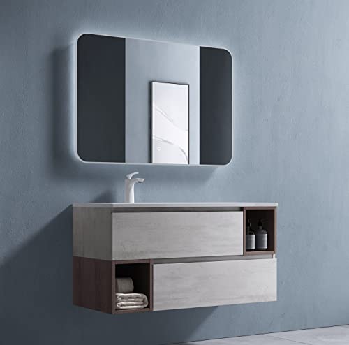 LAVABO in mineralmarmo ceramico bianco – dimensioni –> 100 x 48 x 14 cm con diametro foro 35 mm per rubinetto