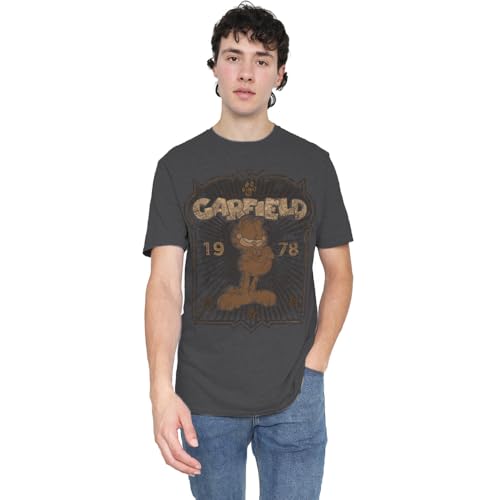 T-Shirt Garfield Est 1978 Charcoal Mixte en Coton Confortable