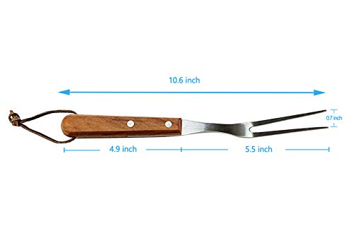 VOJACO [2 Pack] Meat Fork, Stainless Steel Meat Carving Fork, BBQ Barbecue Fork with Wooden Handle, Professional Classic Metal Cooking Curved Fork for Chicken, Beef, Pork, Turkey (10 inch) - Thumbnail 4