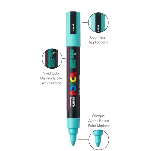 Image of POSCA PC-5M Marker | 1.8-2.5 mm Bullet Shaped Tip (Pastel, Pack of 8)