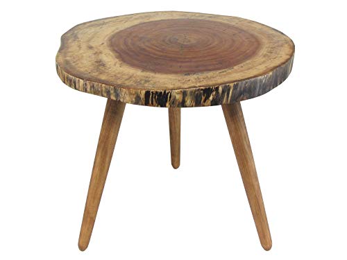 Kingrattan.com Natural Wood Tree Trunk Slab Accent End Coffee Table,