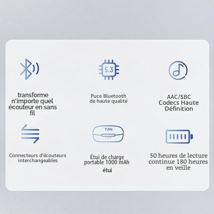 Fanmusic TRN BT20 Pro True Wireless Bluetooth 5.3 Casque-Module, connecteurs remplaçables (casque non inclus) (2 pôles, 0,78 mm)