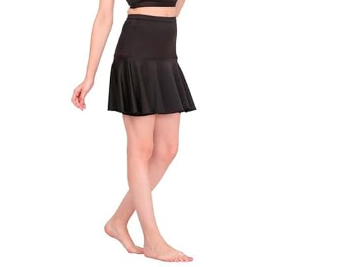 RZLECORT Sports wear Swimming Costume Swimming Dress Crop top Skirt with Attach Shorts for Women and Girls (S, Black) 3