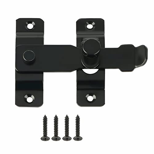 Alise Flip Latch Gate Latches Safety Door Lock Catch for Barn Wood Fence Sliding French Doors,Heavy Duty Thicker Stainless Steel Gate Hardware Locks,Black