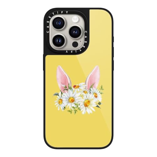 Coque iPhone 15 Pro Lapin fleuri noir CASETiFY Glaze
