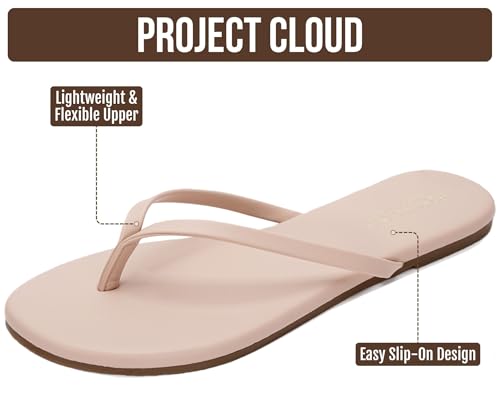 Image of Project Cloud Flip Flops for Women Footwear- Lightweight and Memory Foam Insole Sandals for Women 2026 - Durable Non-Slip Beach Essentials Flats for Women Sandals (Foundations)
