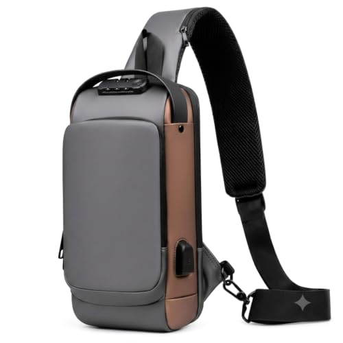 Bolsa Transversal Masculina Lateral Bag Impermeável Compacta Ajustável Multiuso Casual Viagem Trabalho (Cinza)
