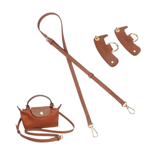 WeddHuis Tracolla Regolabile per Borse,Tracolla per Longchamp Borsa Donna,Cinghie di Trasporto in Pelle Giallo-Marrone per Longchamp Mini Bag Straps,Estensione Della (Larghezza della tracolla 0,9 cm)