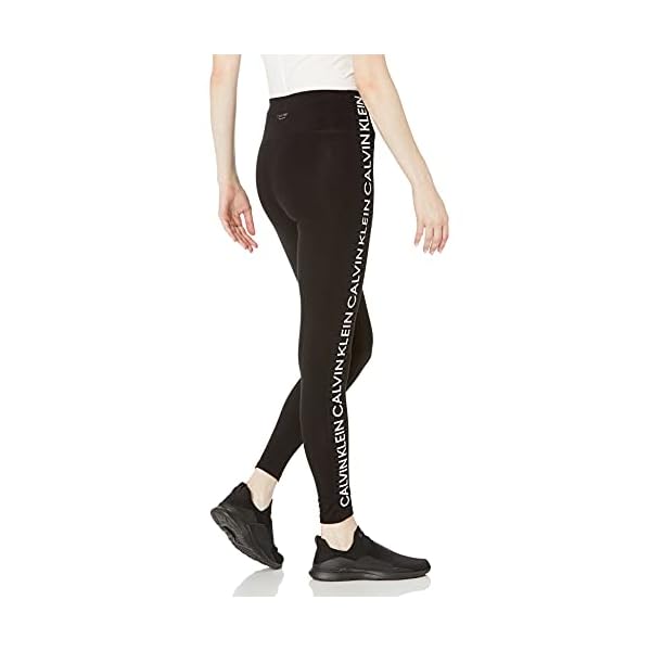 Calvin Klein Women's Premium Performance Double Waistband Moisture Wicking Legging (Standard and Plus), White, Large