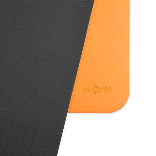 Image of Wakefit Yoga Mat 6mm Thickness - Double Color Reversible Antislip for Women /Men /Kids, Home, Gym and Outdoor Workout (Orange & Dark Grey)