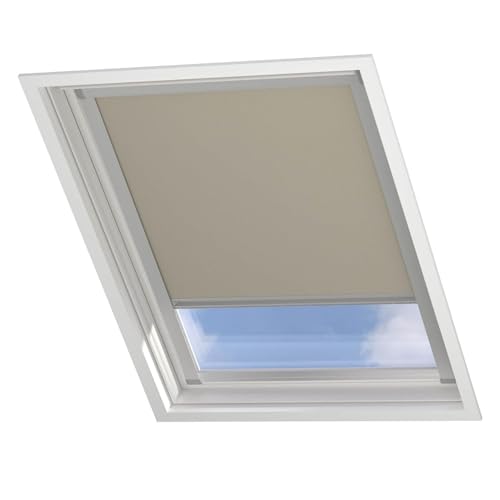 DTCH® Dachfenster verdunkelungsrollo für VELUX M08/308/2 Taupe mit Führungsschiene, dachfenster Rollo, dachfenster verdunkelung, Rollo für dachfenster