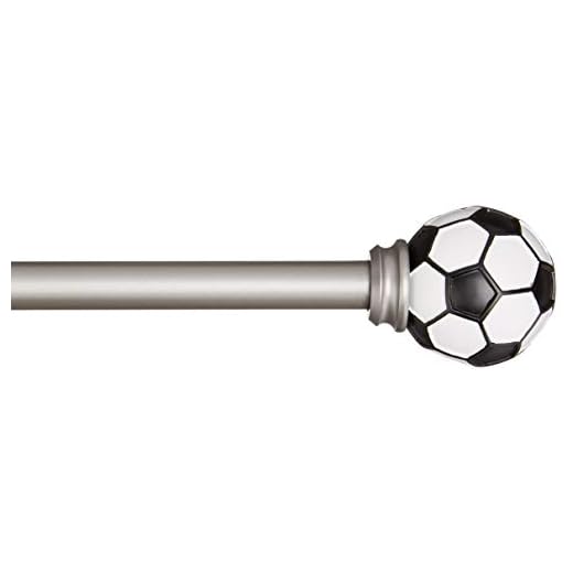 AmazonBasics - Barra de cortinas decorativa de 1,6 cm remates de balón de fútbol, 218 cm