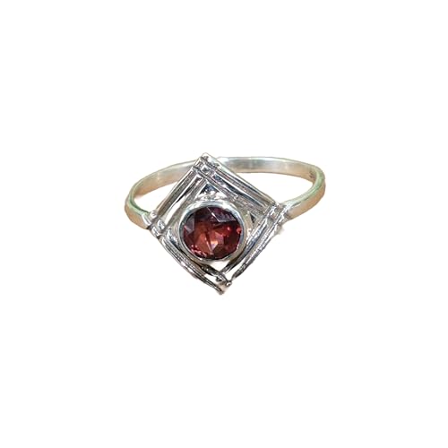 Bague grenat rouge naturel argent 925 style bohème pour l'été