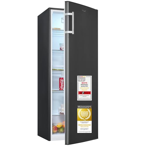 Exquisit Vollraumkühlschrank, 242 Liter, 5 Ablagen, LED-Beleuchtung, Temperaturregler, 55 cm Breite, KS5320-V-H-040E inoxlook-az