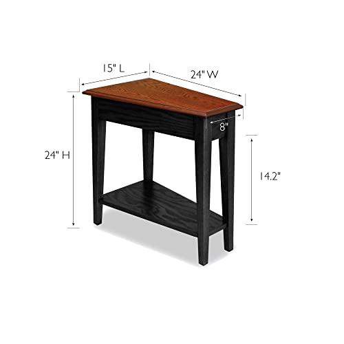 Image of Leick Home Haven Ridge Wedge End Table, 15 inch, Slate with Medium Oak