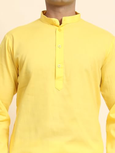 Image of Men's Cotton Solid Dress Long Kurta Regular Fit Casual